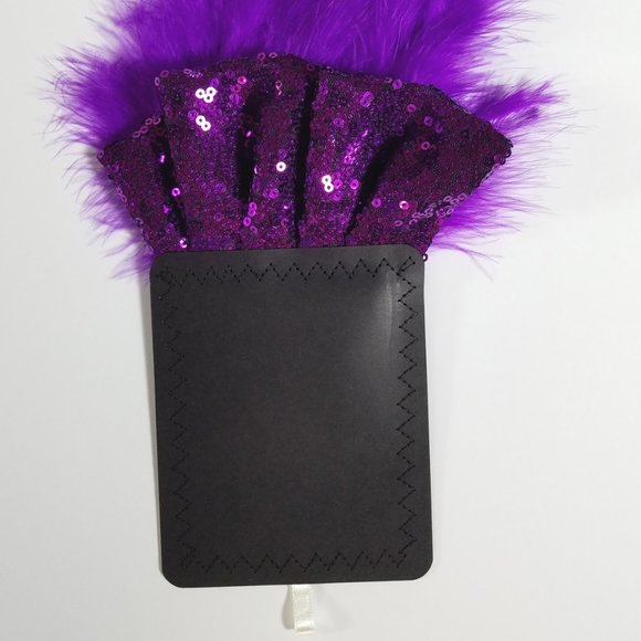 NEW Purple Sequin Ruffle & Feather Pocket Square Insert - Picture 5 of 6
